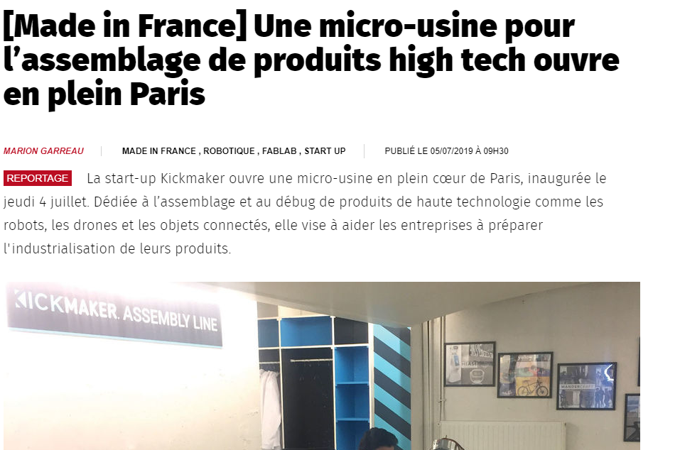 Usine nouvelle une micro-usine dédiée aux produits high-tech ouvre dans Paris